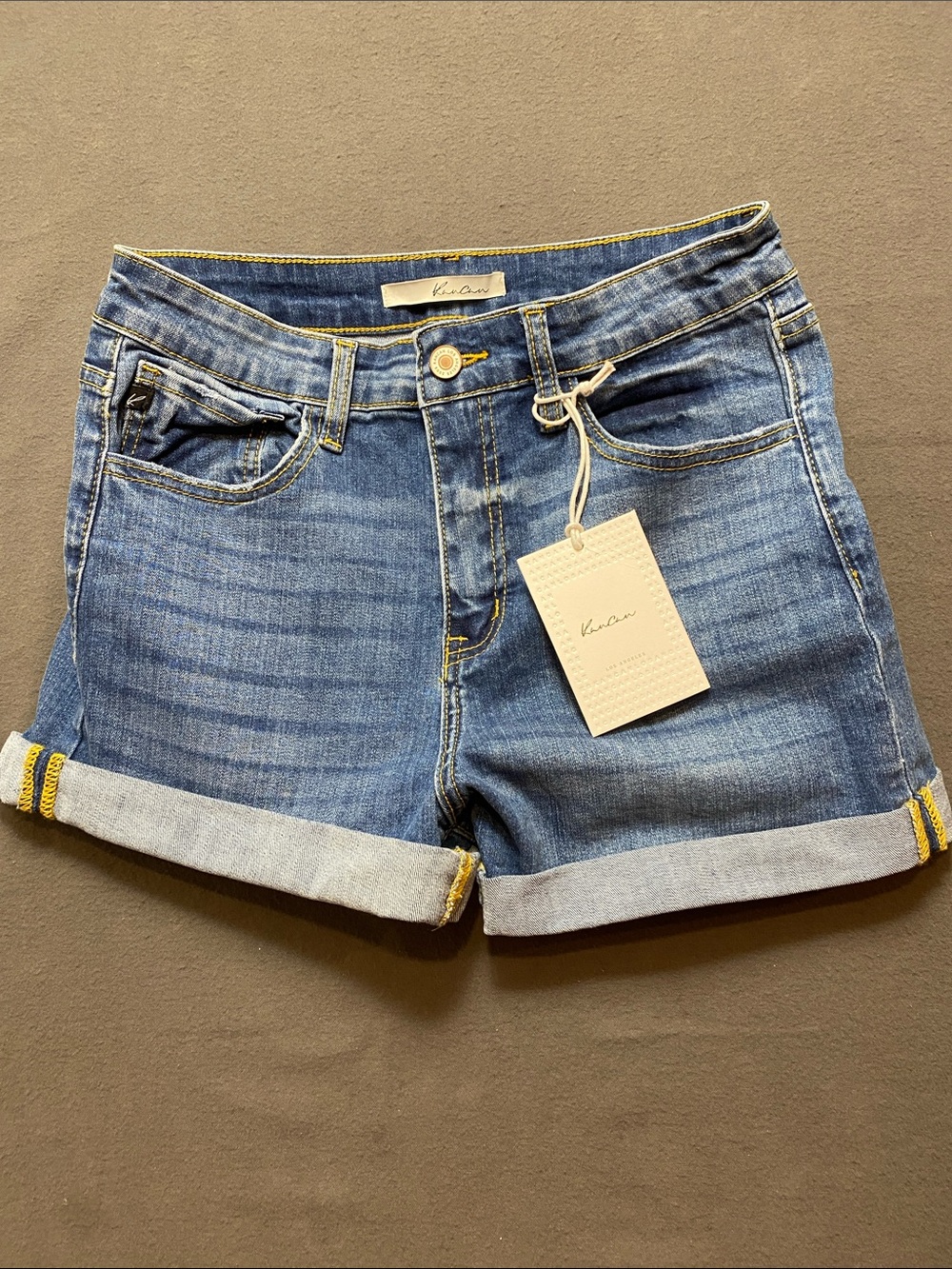 KanCan Bermuda Denim Shorts Cuffed Stretch Mid Rise Blue Women’s 27